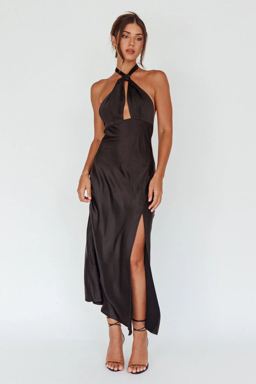 Te Amo Halterneck Open Back Midi Dress Black