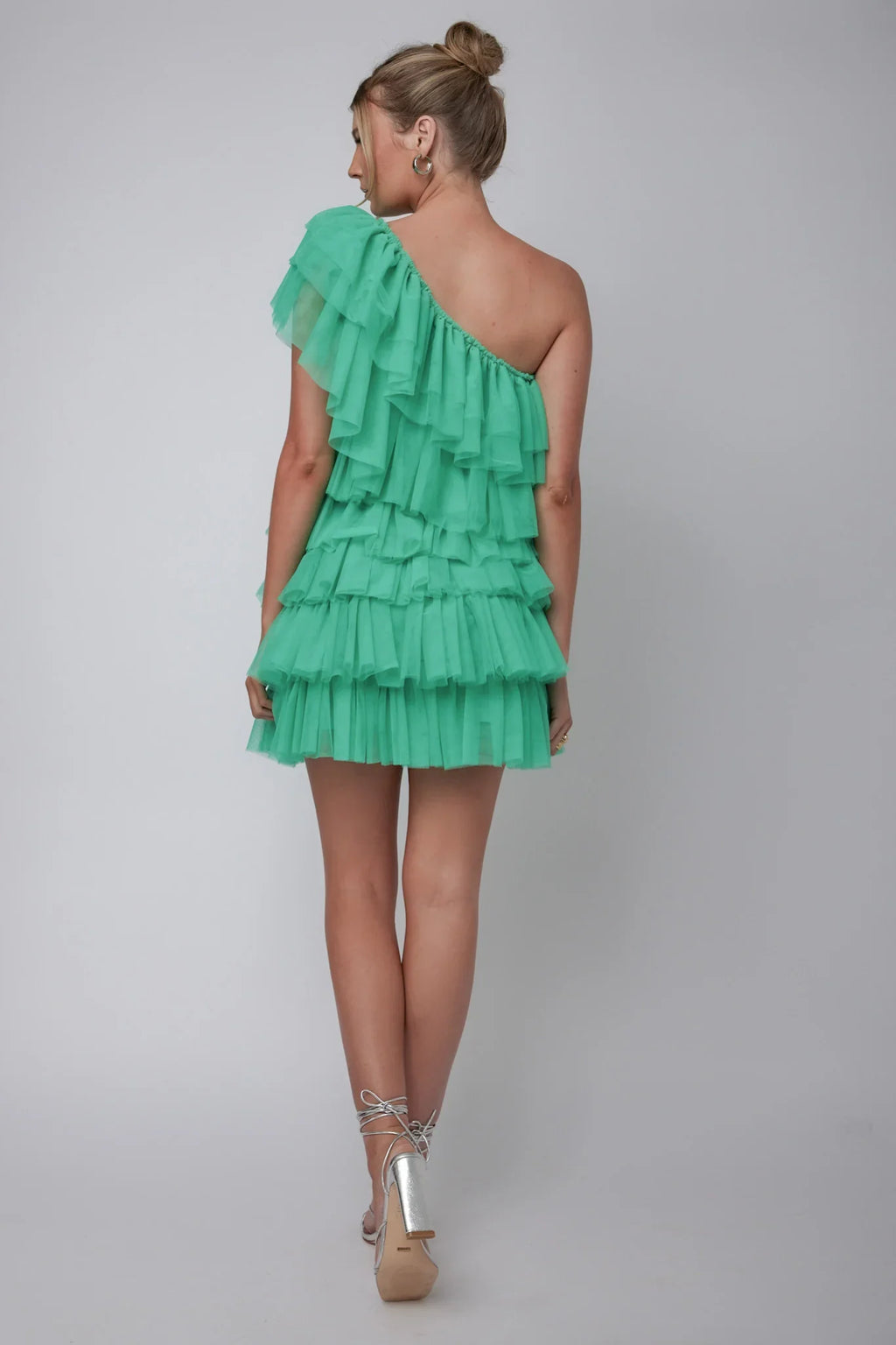 Tomi Layered Frill One-Shoulder Mini Dress Spearmint