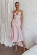 Emmalie Satin Midi Dress Pink