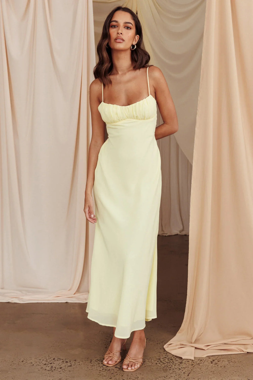 Nerida Twist Back Maxi Dress Lemon
