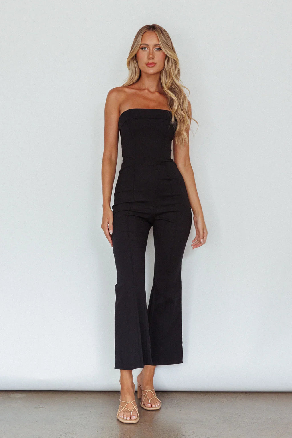What's The Catch Strapless Jumpsuit Black