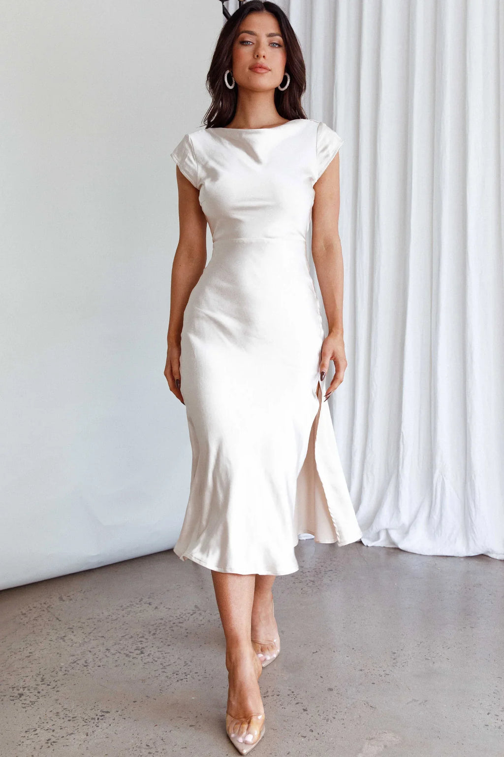 Lucinda Twist Back Midi Dress Champagne