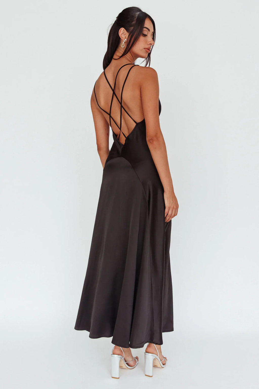Signature Lace Trim Midi Dress Black