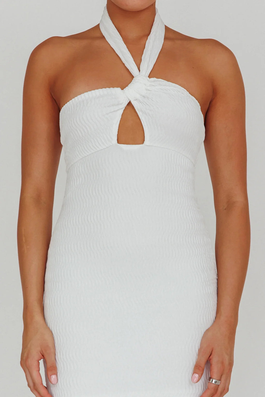 Mari Halterneck Midi Dress White