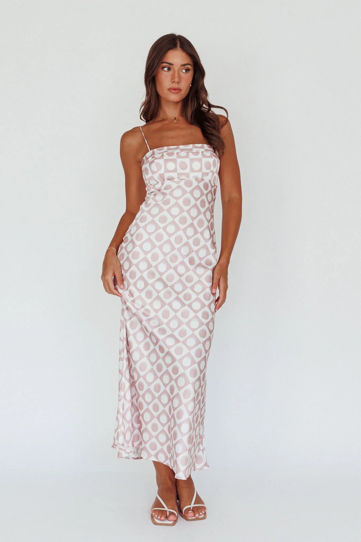 Lane Cove Cami Strap Maxi Dress Print Mocha