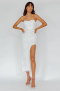 In Paris Embellished Midi Dress White