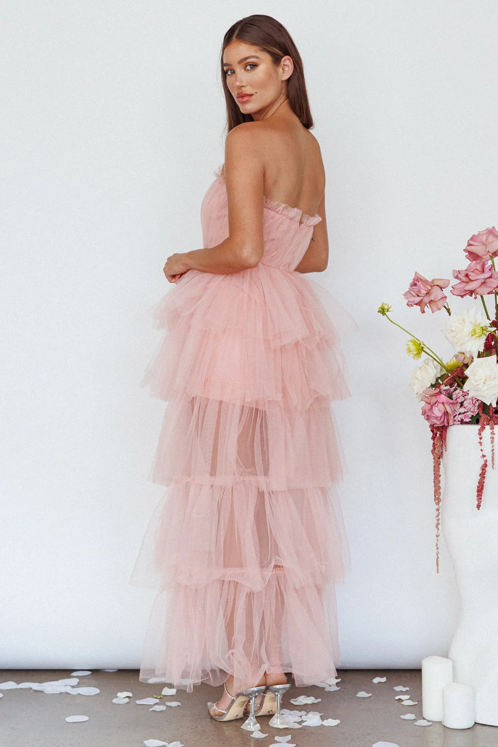 Written In The Stars Layered Tulle Maxi Dress Pink