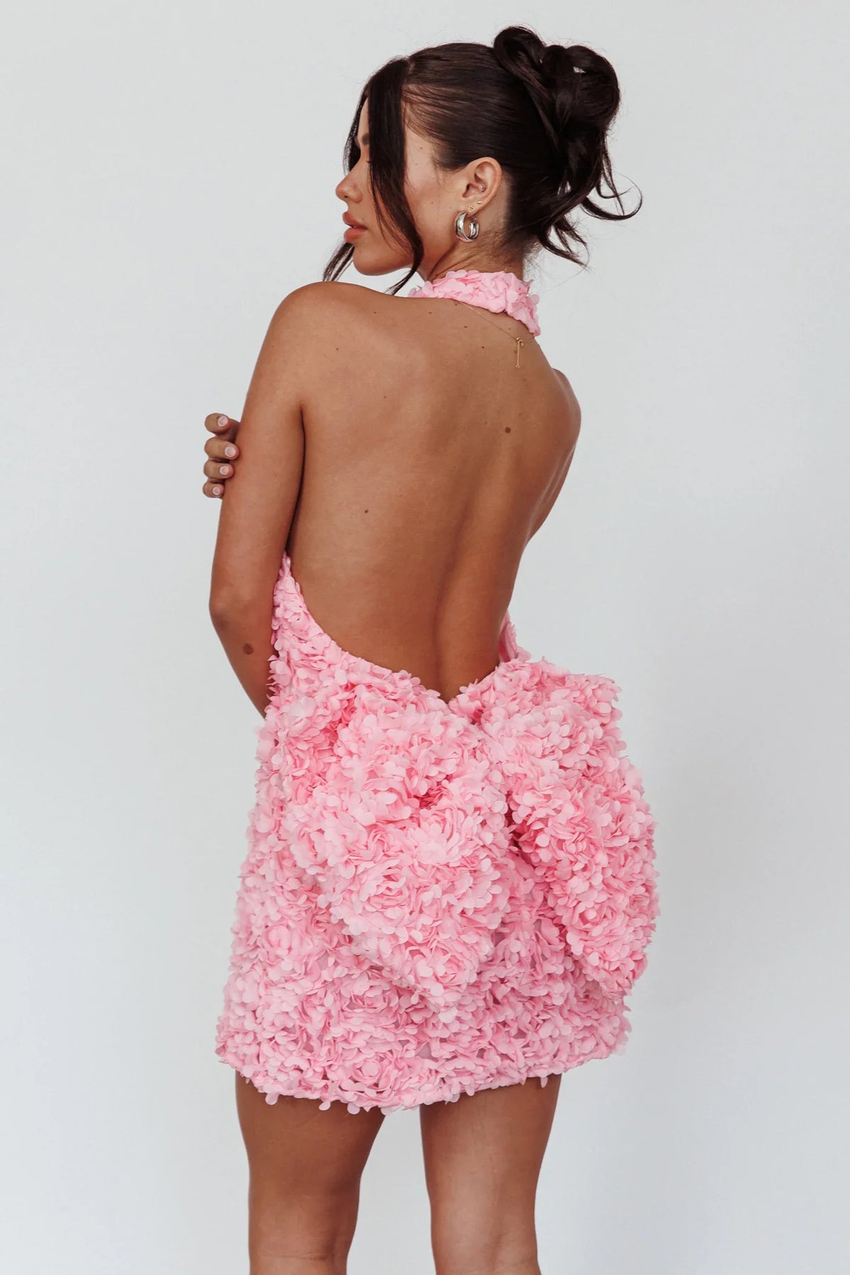 Monroe Embellished Bow Mini Dress Pink
