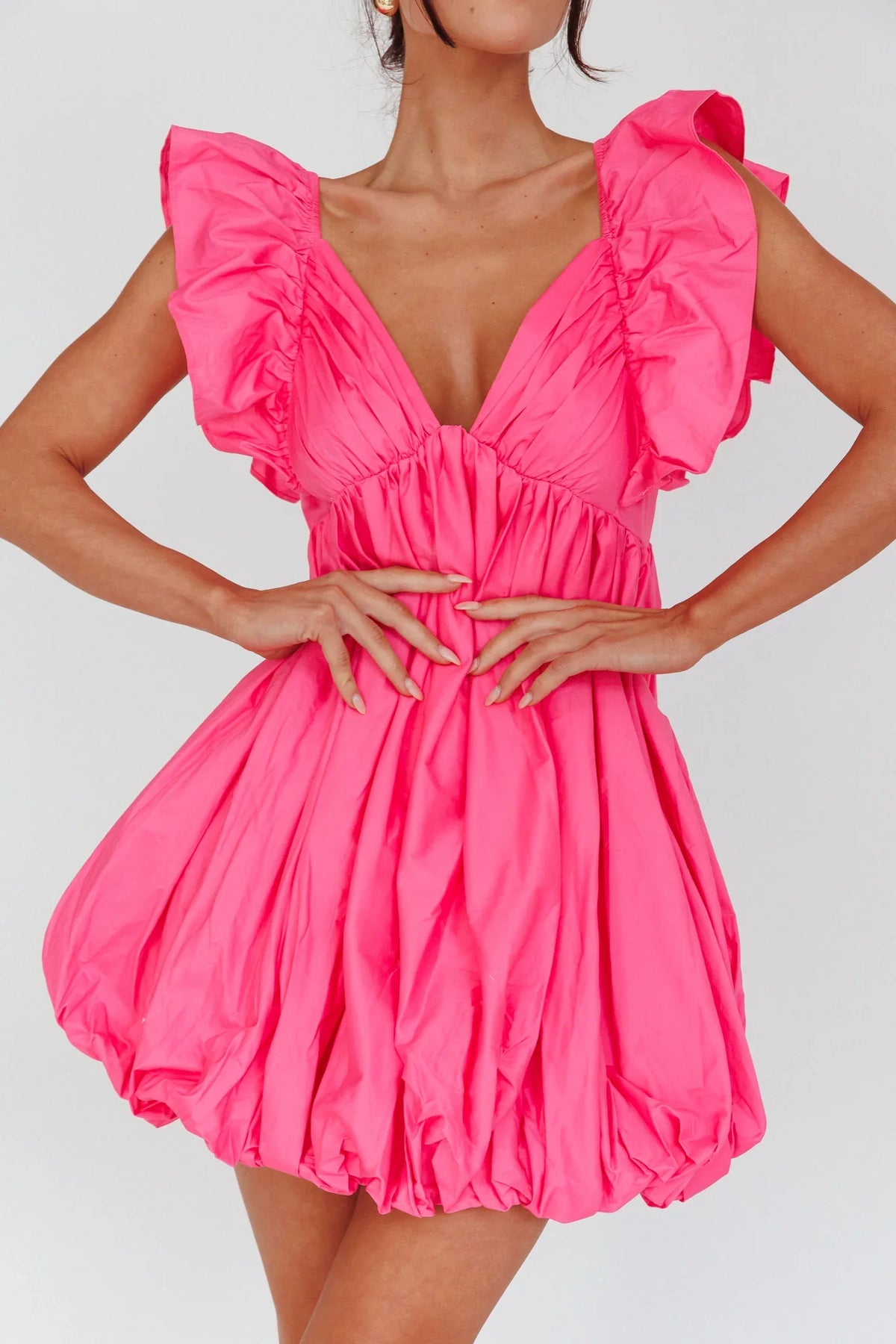 Horoscope Bubble Hem Mini Dress Pink