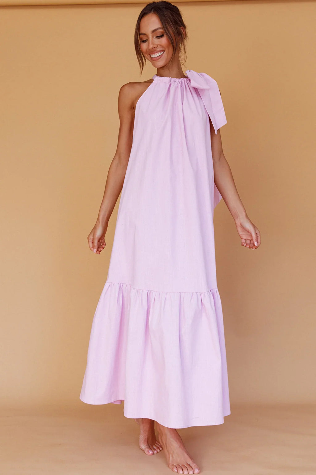 Cruise Shoulder Tie Maxi Dress Lilac