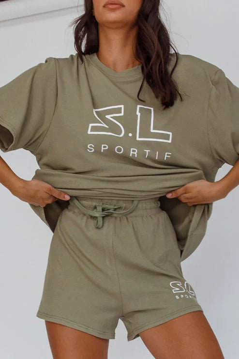 On Track SL Logo Shorts Khaki