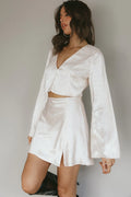 Winona Satin Jacquard Mini Skirt Cream