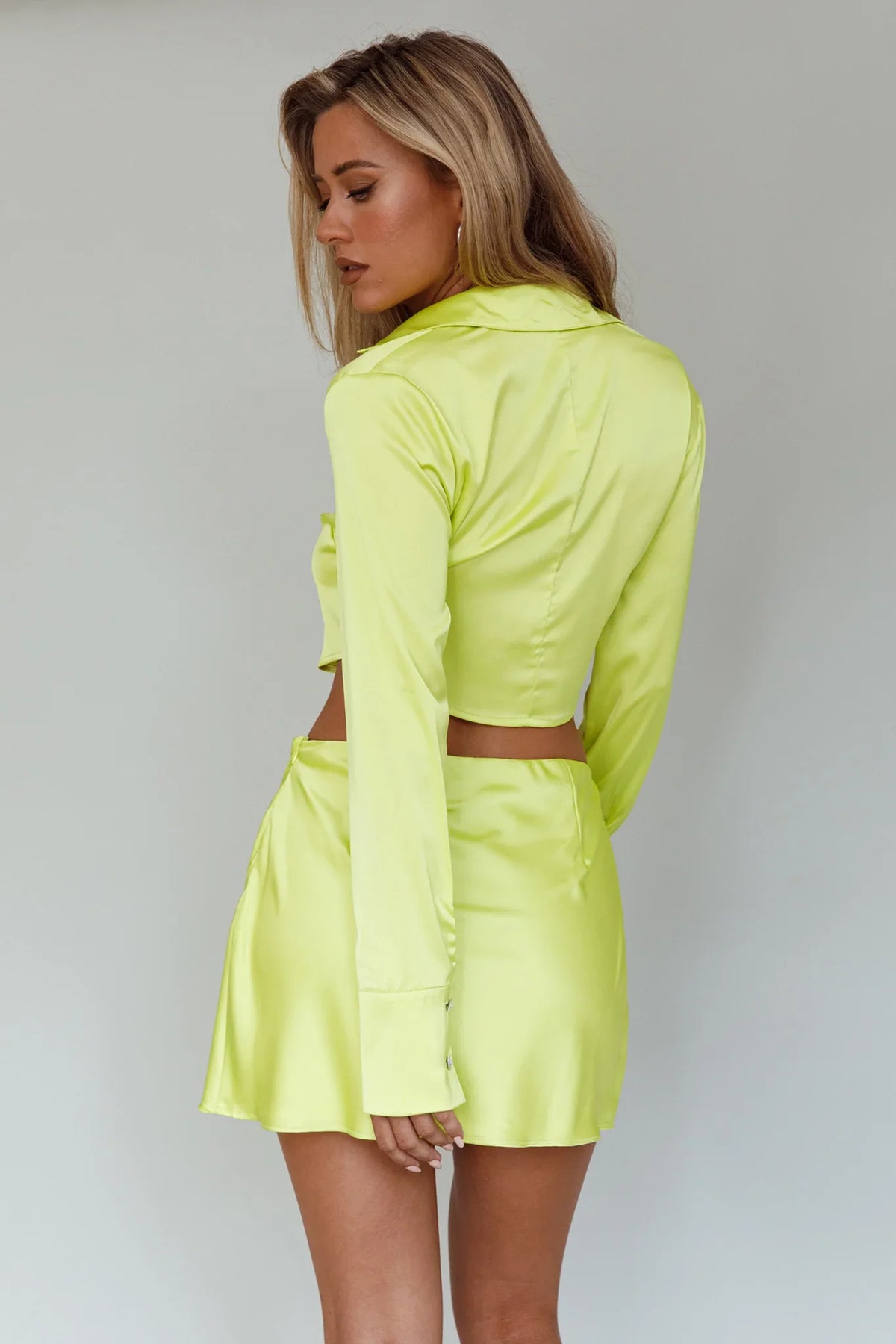 Geena Crystal Button Top Lime