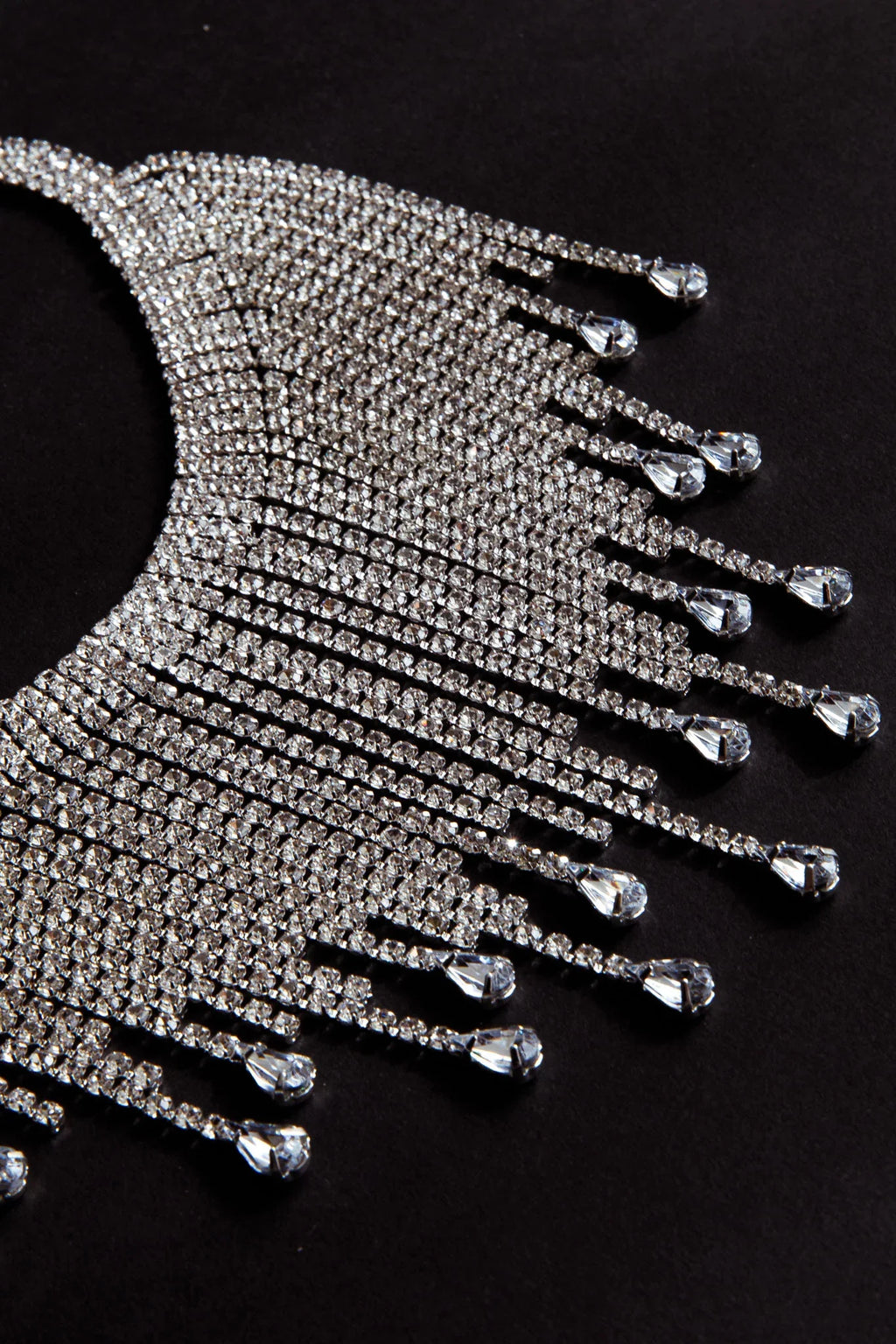 Isadora Cascade Crystal Necklace Silver