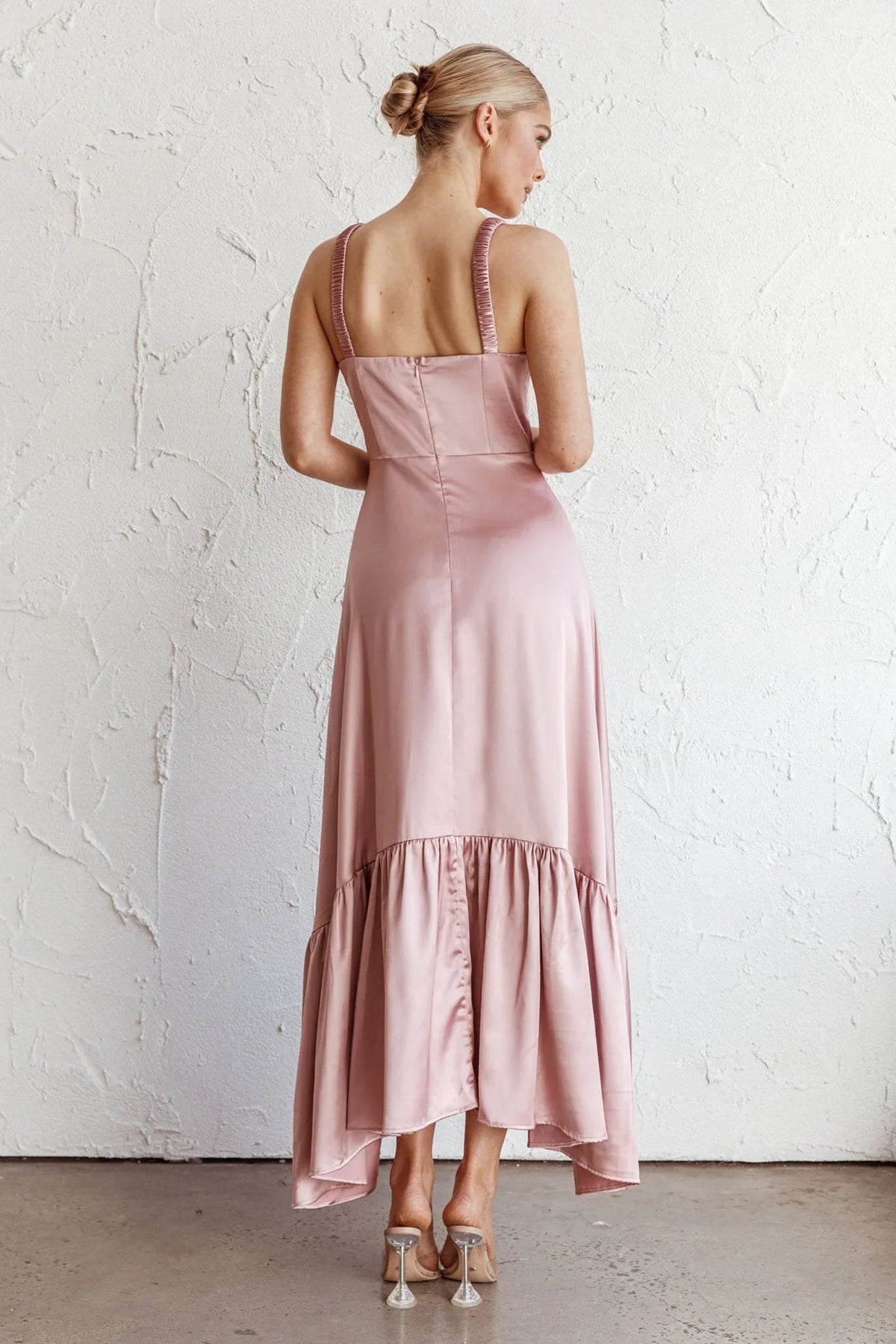 Belle De Jour Flounce Hem Midi Dress Blush