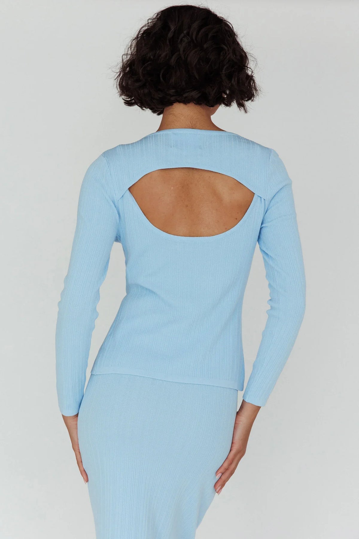 Rossana Twist Neck Keyhole Top Blue