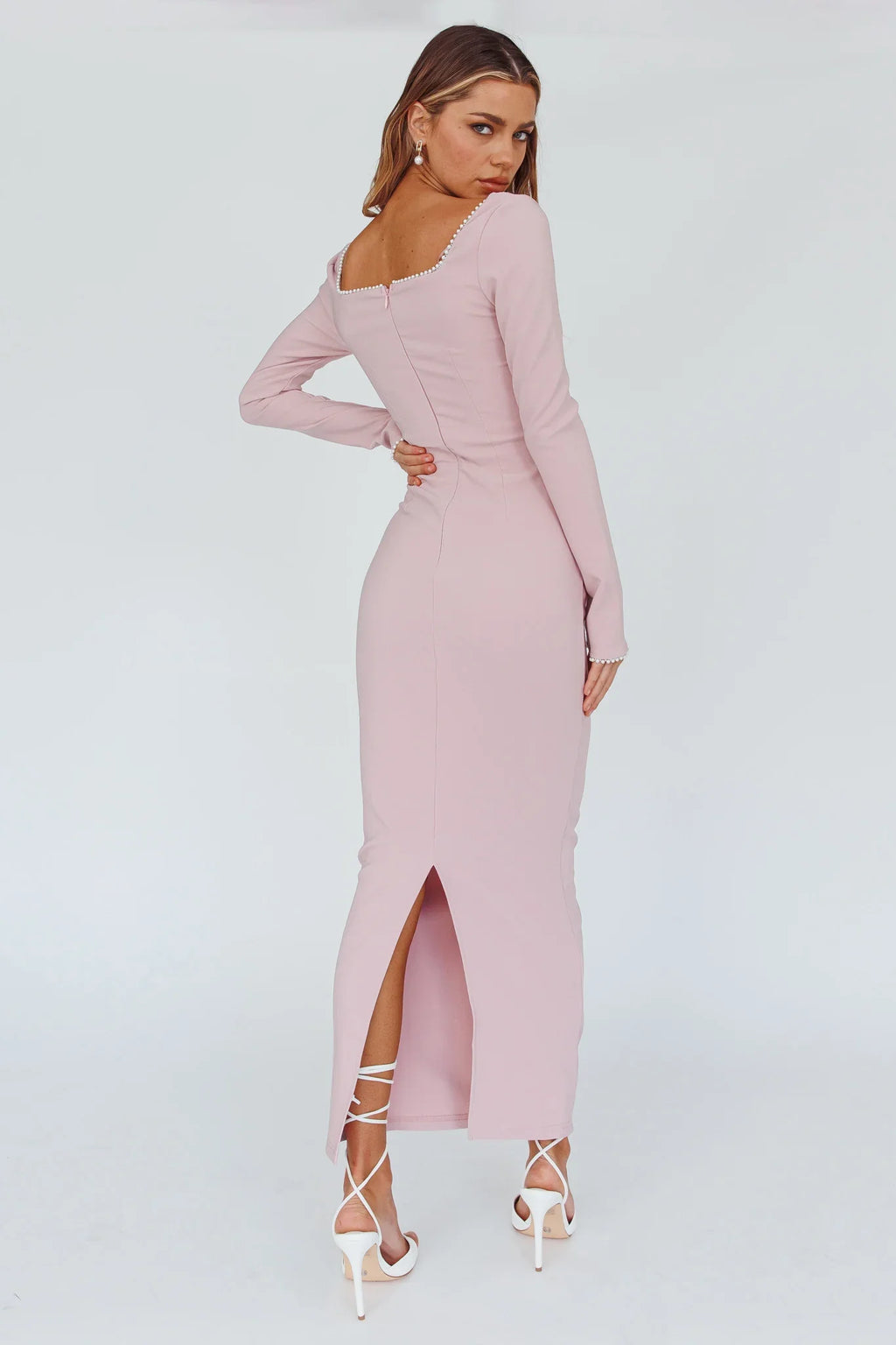 Samantha Pearl Detailing Midi Dress Blush