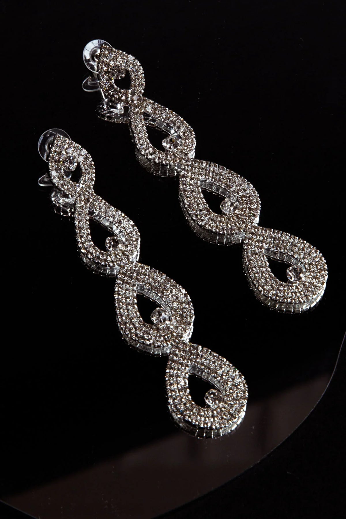 Royale Diamante Pear Drop Earrings Silver
