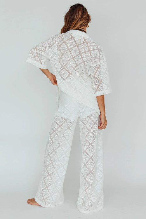 Abraya Lace Overlay Pants White
