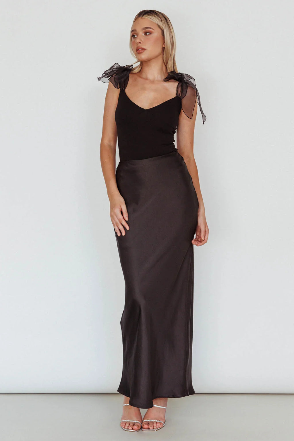 Midsomer Tied Shoulder Bodysuit Black