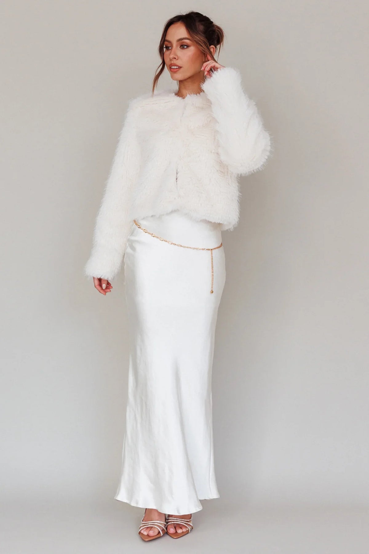 London Day Faux Fur Jacket Cream