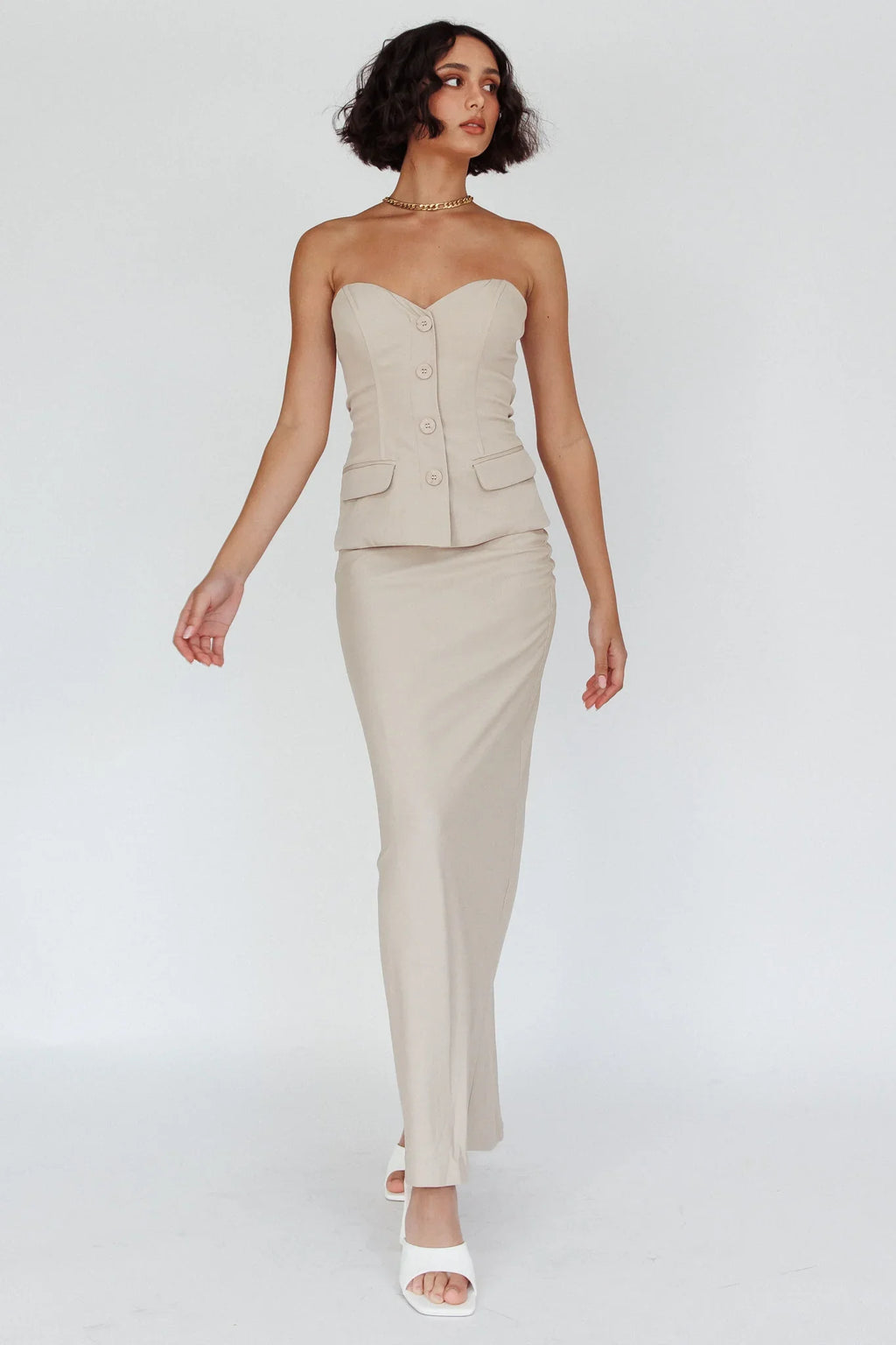 Valencia Flare Midi Skirt Oat