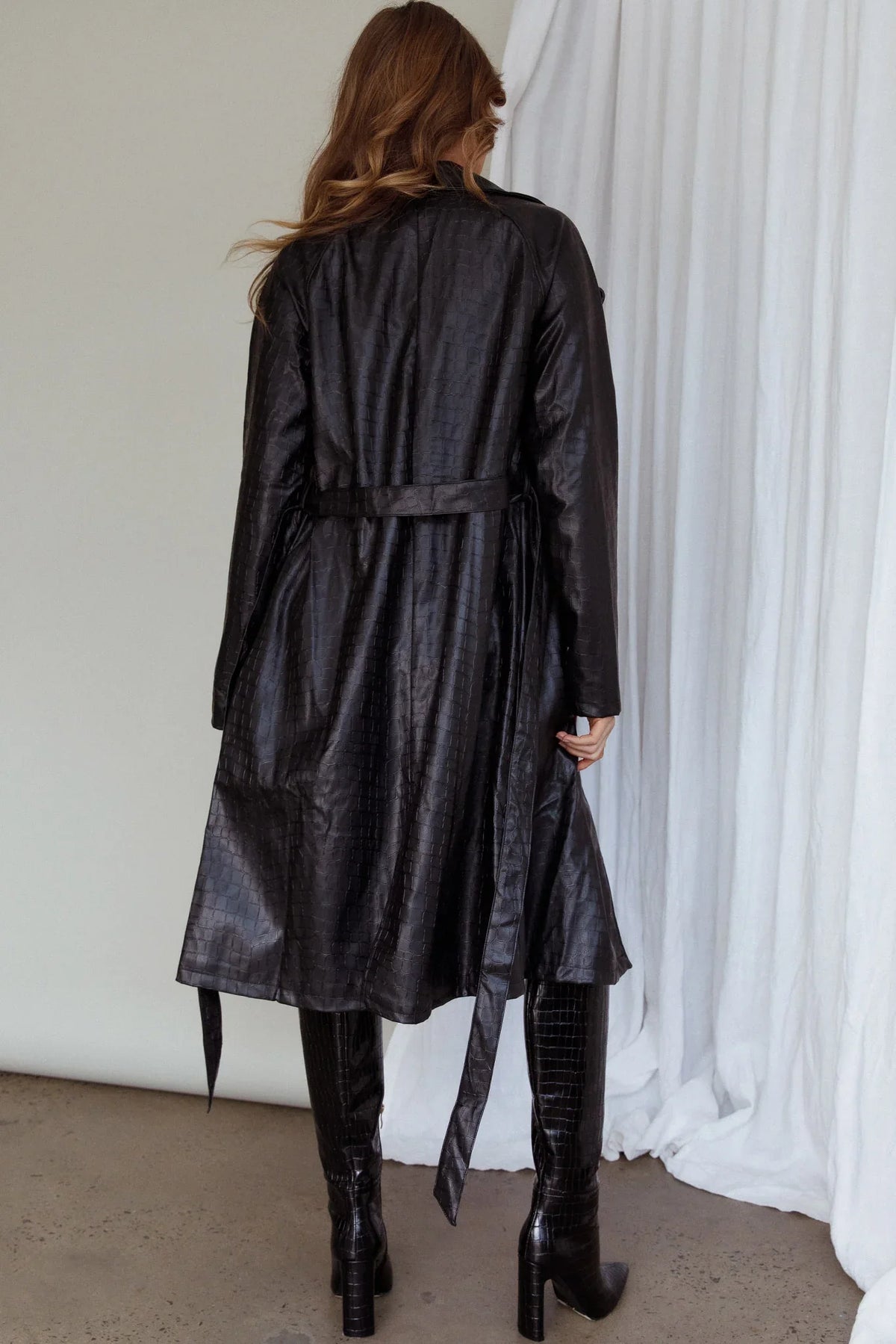 Wilhelmina Long Jacket Embossed Black