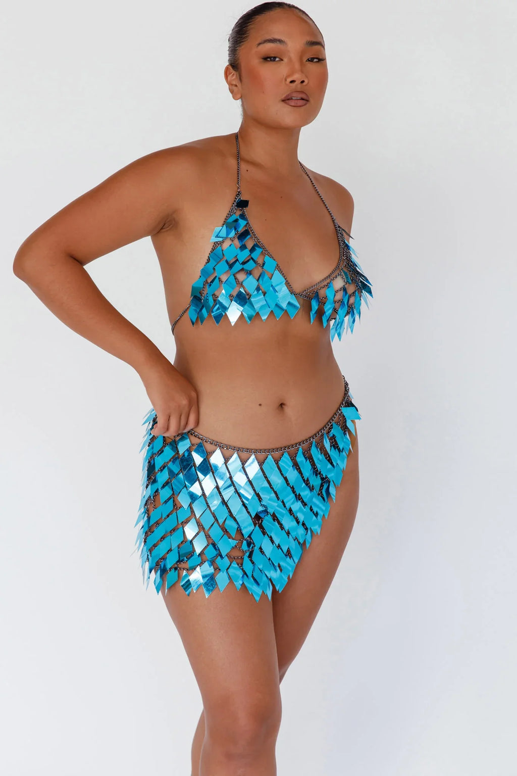 River Festival Shiny Sequins 2 Piece Set Blue