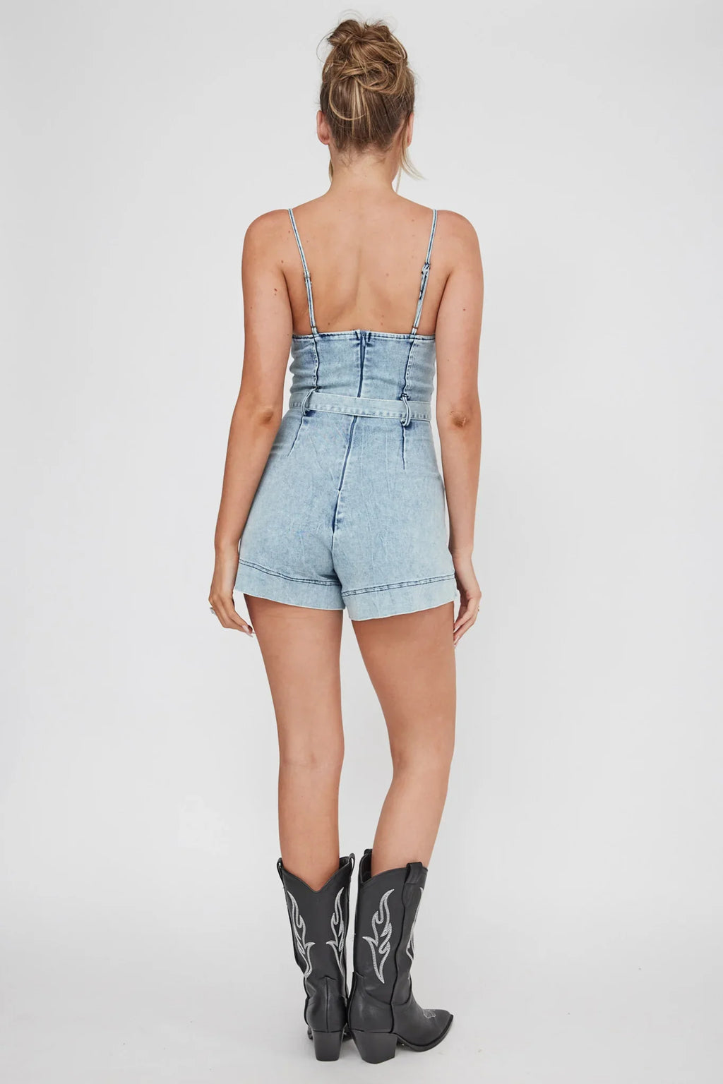 Laureen Pocket Romper Denim