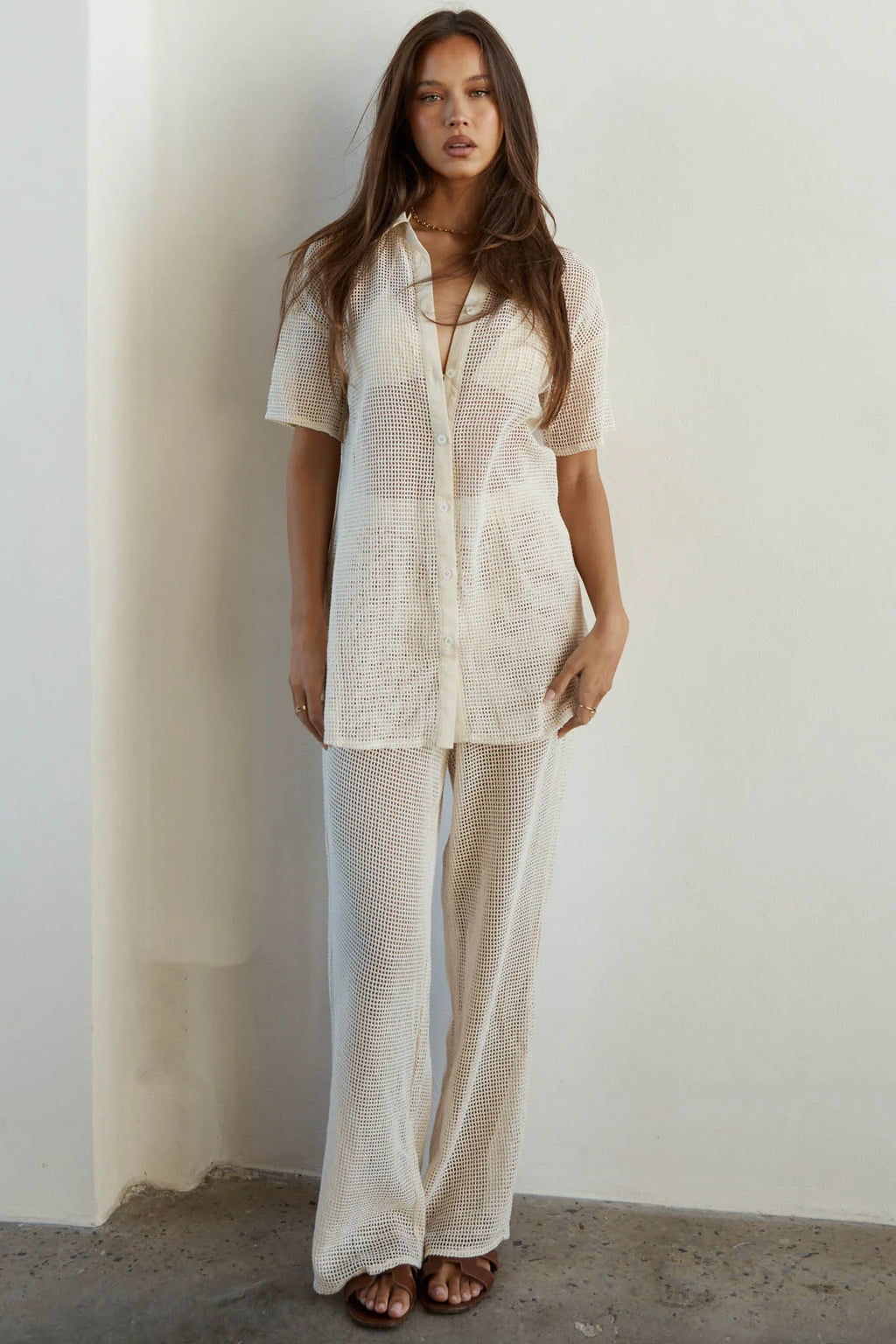 SNDYS Hyams Buttoned Knit Top Sand