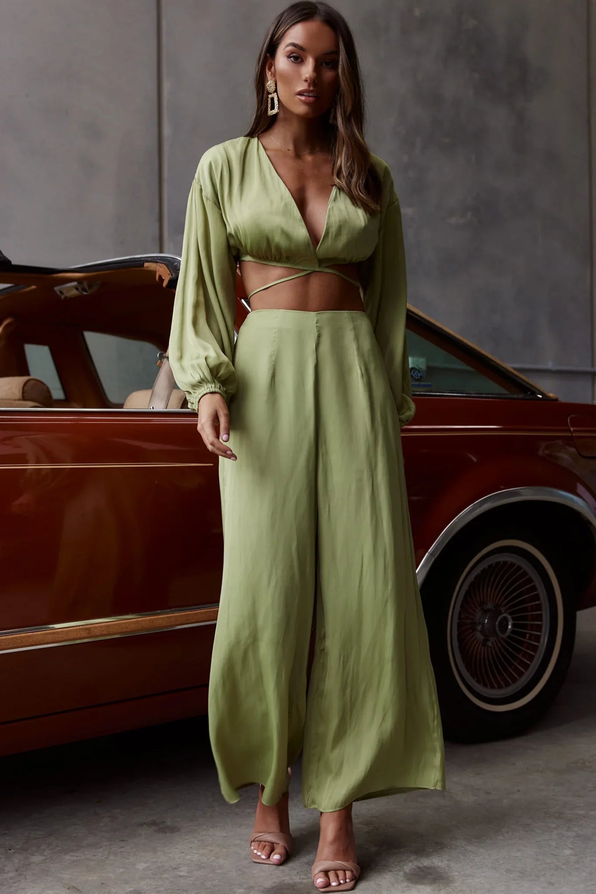 Lilian Wide Legs Pants Olive