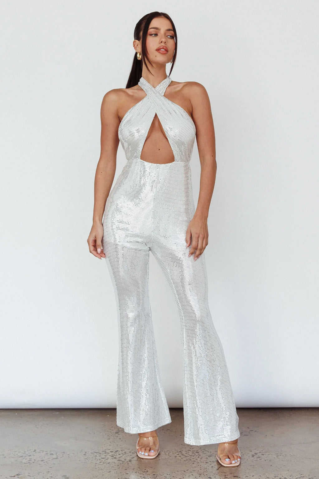 Moon In Leo Halterneck Jumpsuit Silver
