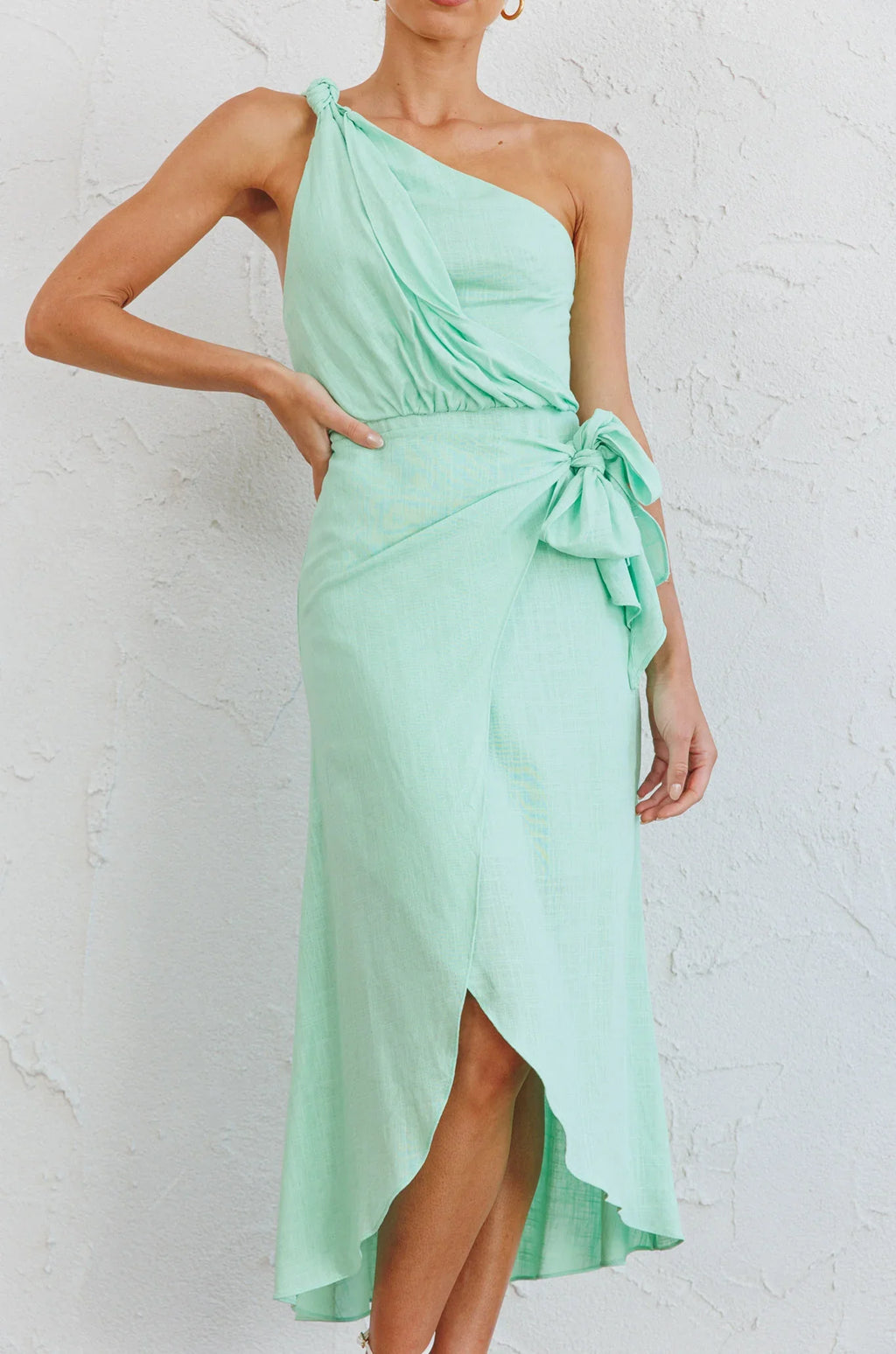 Island Time One-Shoulder Midi Dress Mint