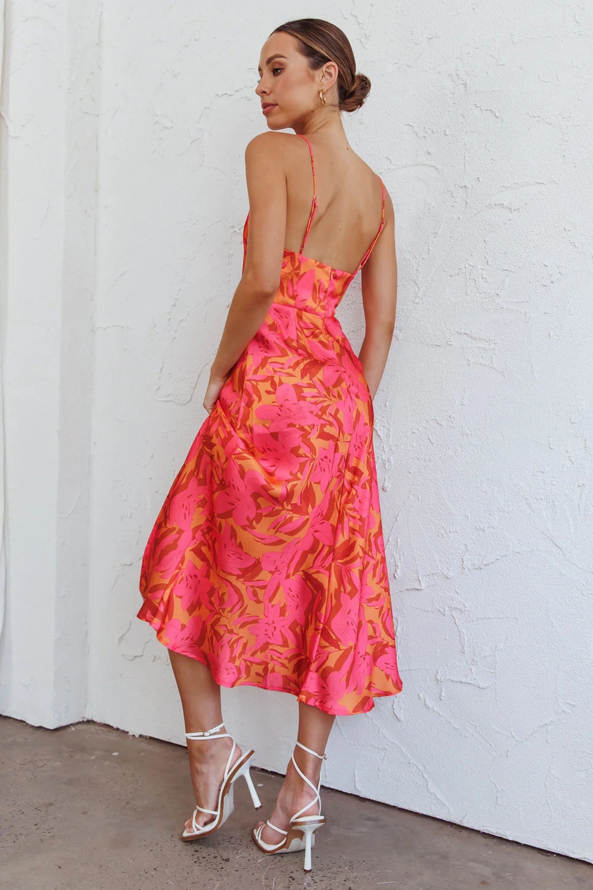 Suki Front Split Midi Dress Lily Pink