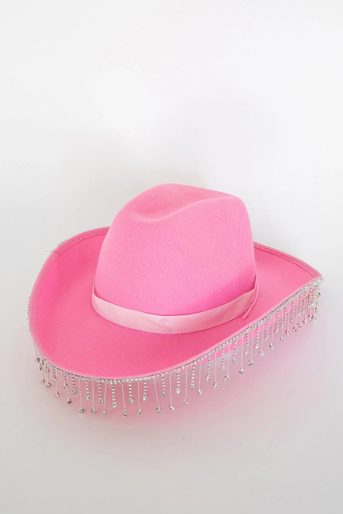 Dolly Diamante Fringe Cowboy Hat Pink