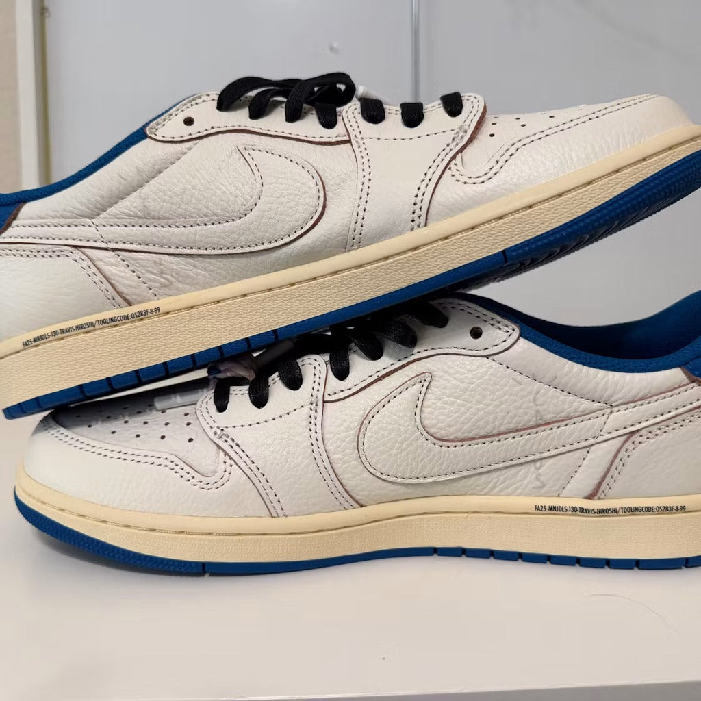 Air Jordan 1 Retro Low OG SP Fragment x Travis Scott Sail Military Blue