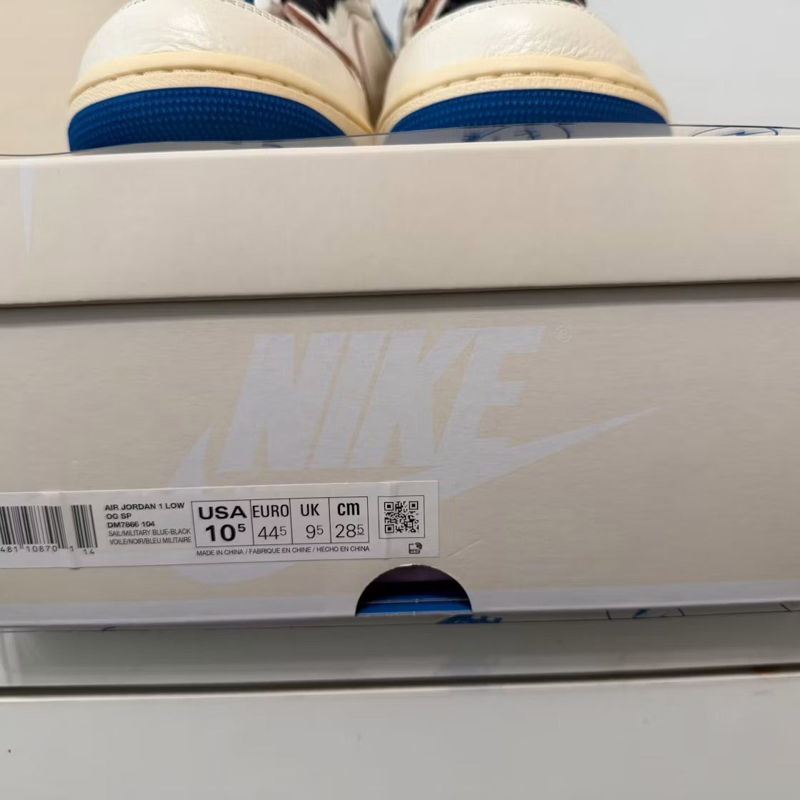Air Jordan 1 Retro Low OG SP Fragment x Travis Scott Sail Military Blue