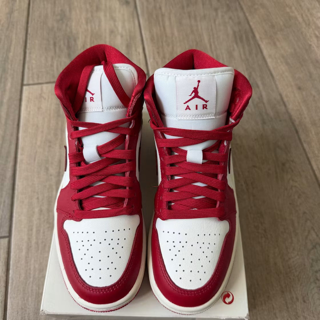 Air Jordan 1 Mid SE Red Cracked Leather (Women's)