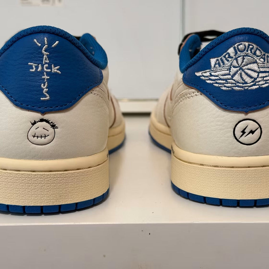 Air Jordan 1 Retro Low OG SP Fragment x Travis Scott Sail Military Blue